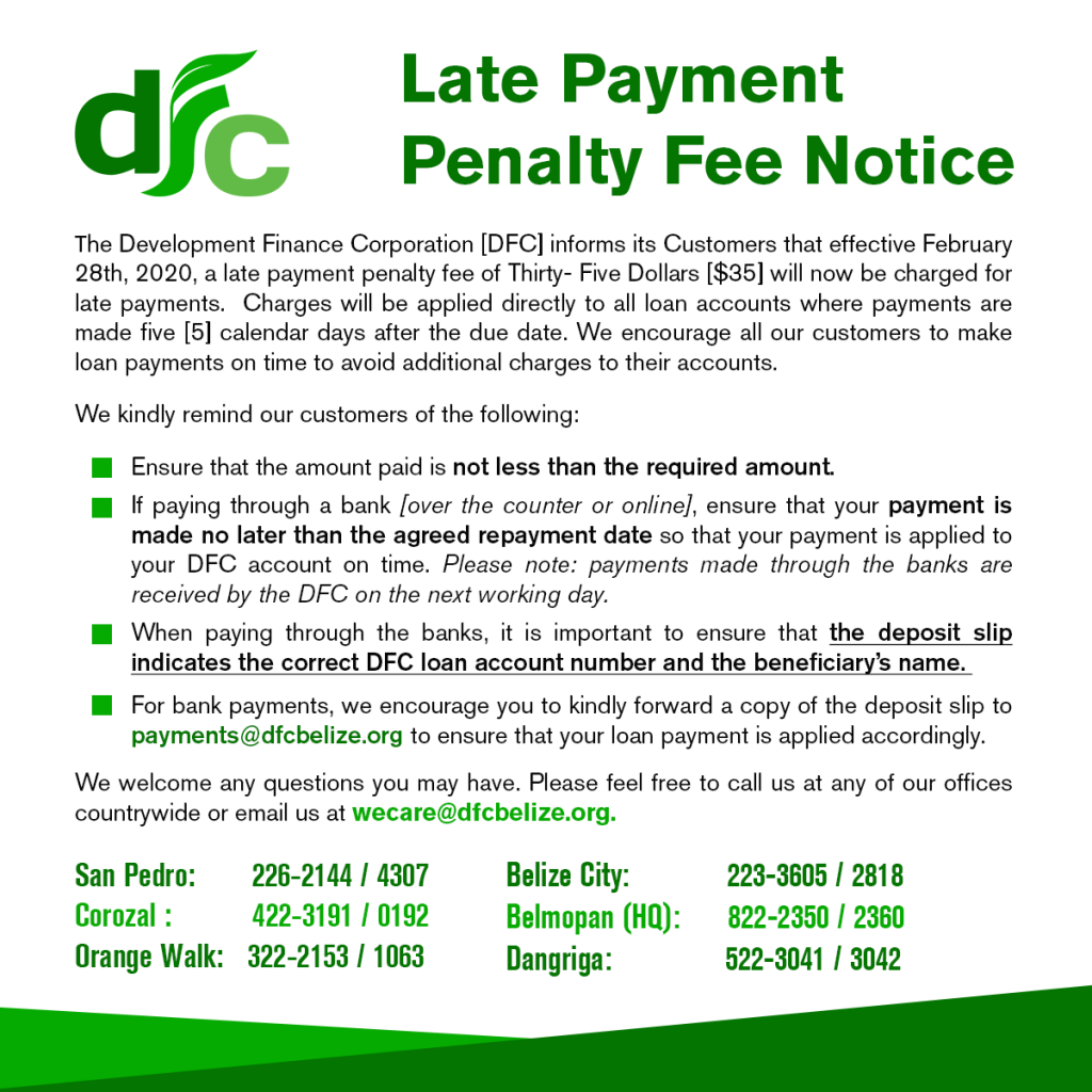 Late Payment Penalty Fee Notice DFC